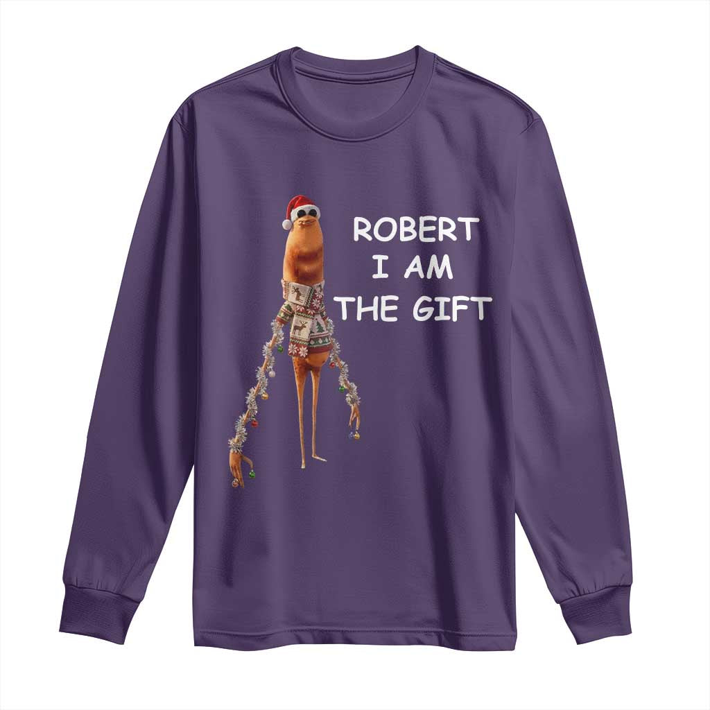 Funny Marcus the Worm in Ugly Christmas Sweater Long Sleeve Shirt Robert I Am the Gift Meme Holiday Humor - Wonder Print Shop