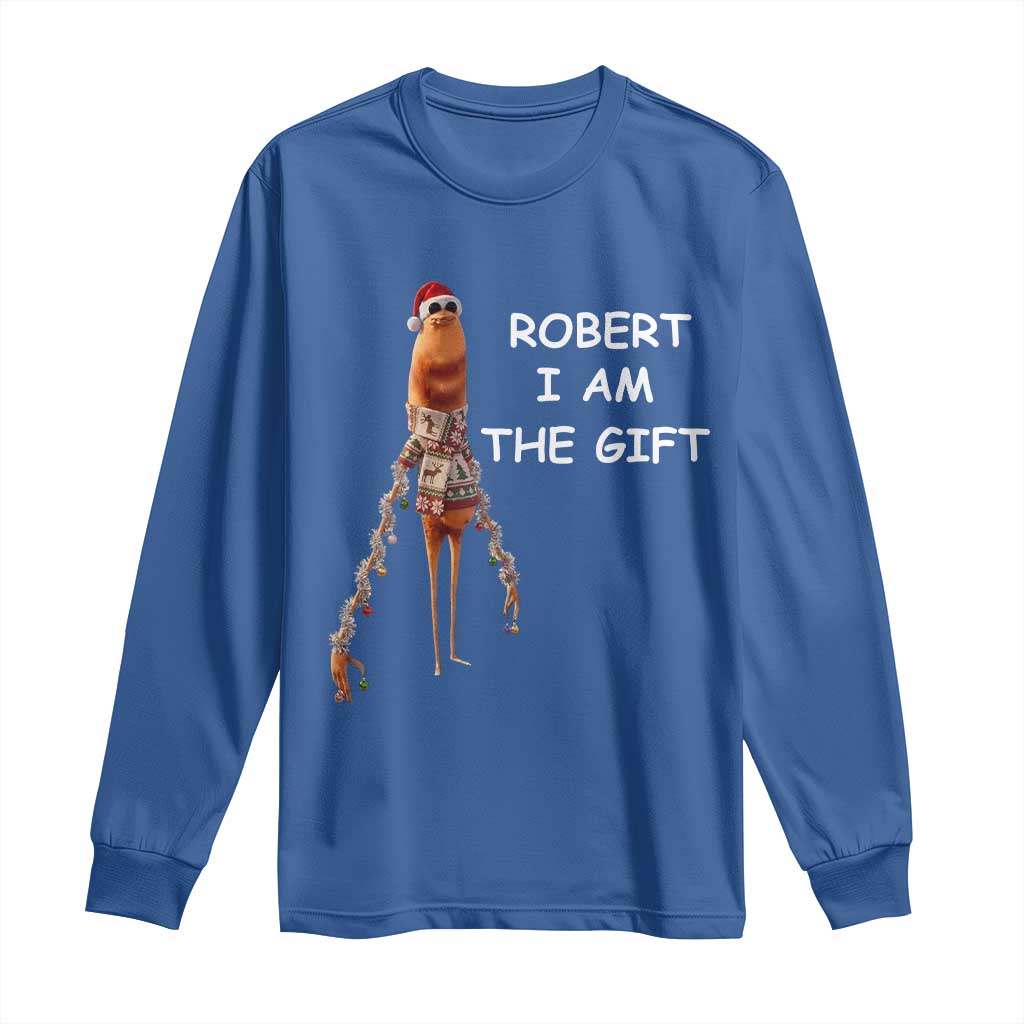 Funny Marcus the Worm in Ugly Christmas Sweater Long Sleeve Shirt Robert I Am the Gift Meme Holiday Humor - Wonder Print Shop