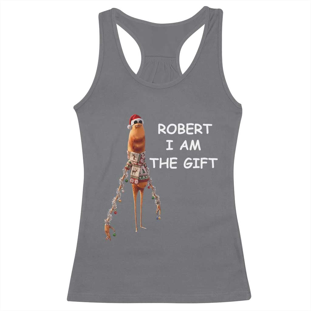 Funny Marcus the Worm in Ugly Christmas Sweater Racerback Tank Top Robert I Am the Gift Meme Holiday Humor - Wonder Print Shop