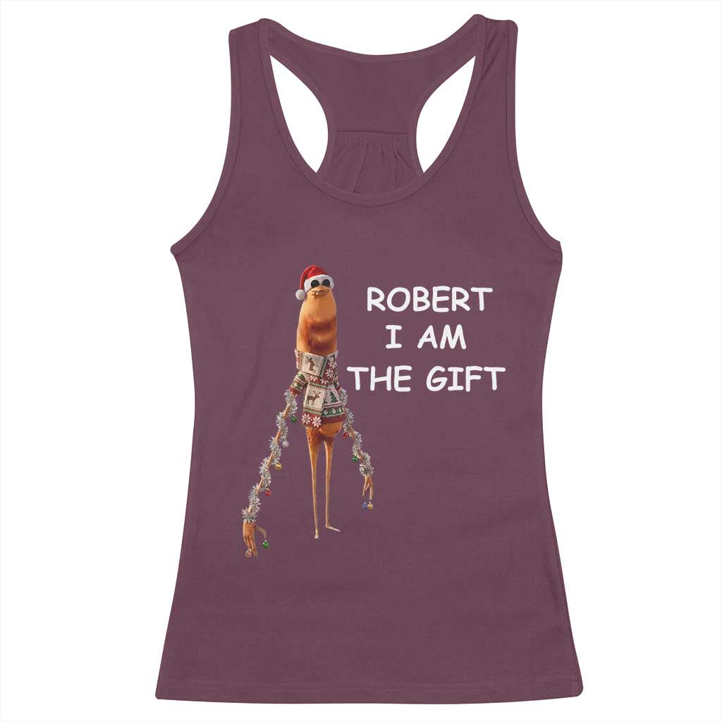 Funny Marcus the Worm in Ugly Christmas Sweater Racerback Tank Top Robert I Am the Gift Meme Holiday Humor - Wonder Print Shop
