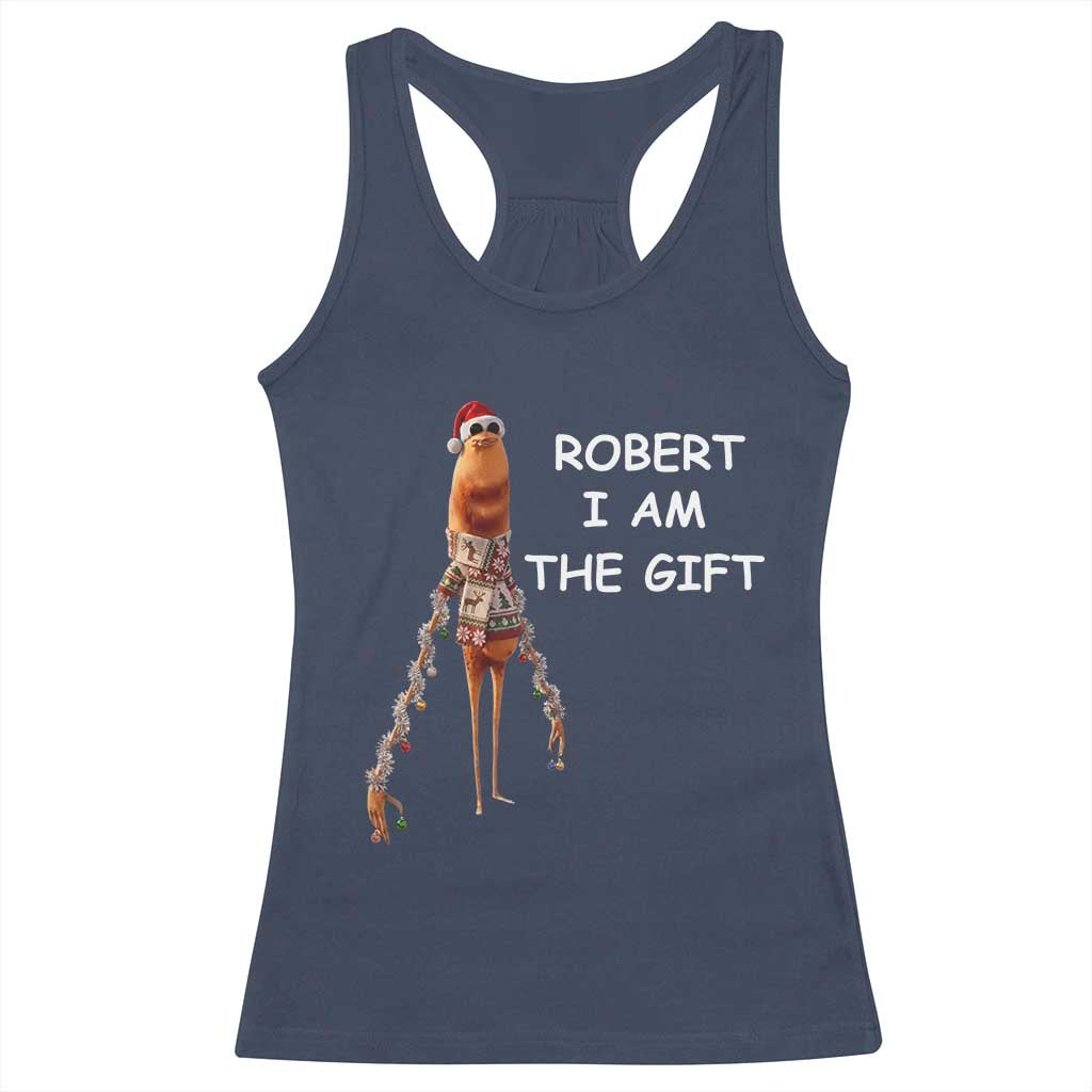 Funny Marcus the Worm in Ugly Christmas Sweater Racerback Tank Top Robert I Am the Gift Meme Holiday Humor - Wonder Print Shop