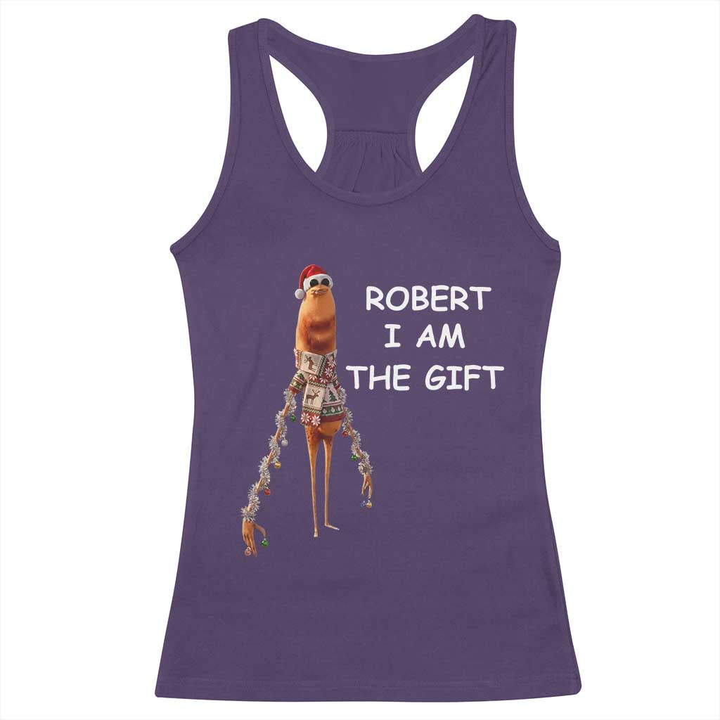 Funny Marcus the Worm in Ugly Christmas Sweater Racerback Tank Top Robert I Am the Gift Meme Holiday Humor - Wonder Print Shop