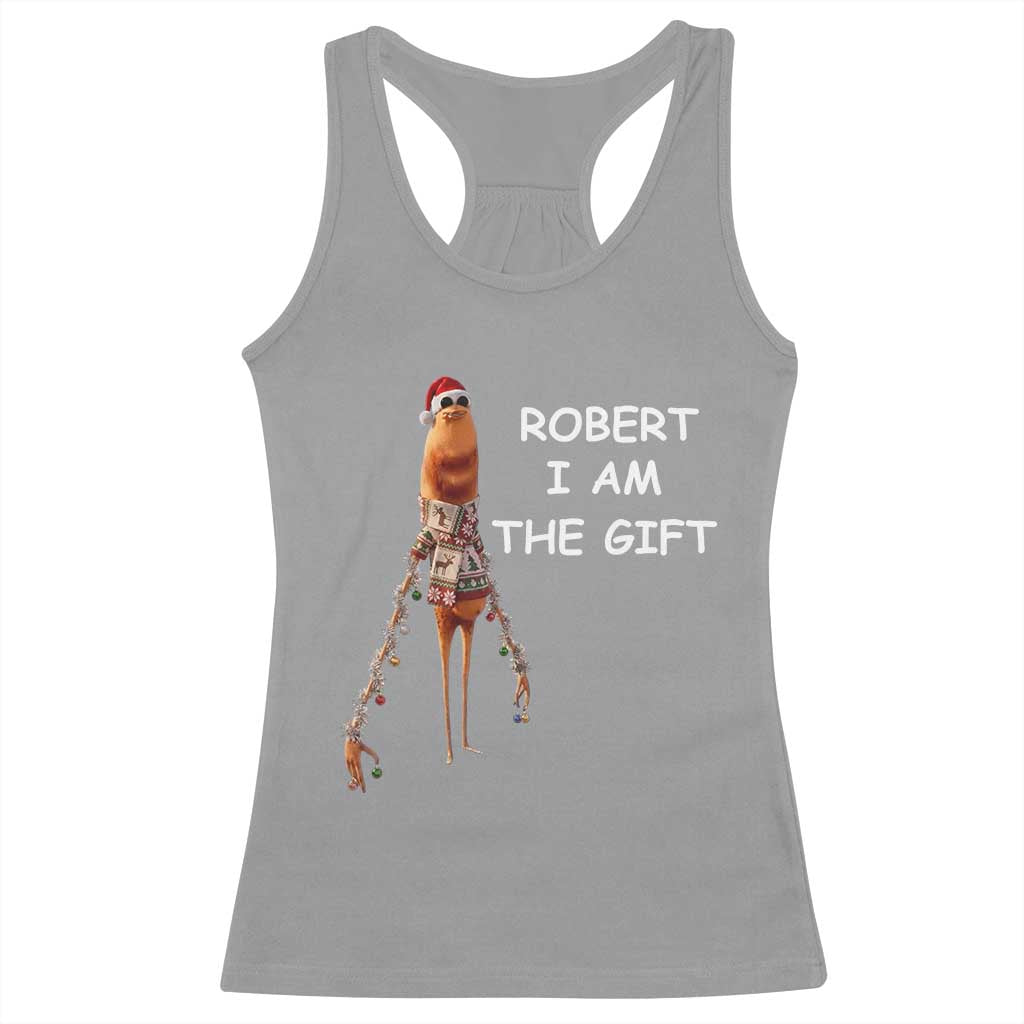 Funny Marcus the Worm in Ugly Christmas Sweater Racerback Tank Top Robert I Am the Gift Meme Holiday Humor - Wonder Print Shop