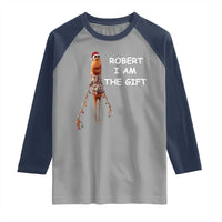 Funny Marcus the Worm in Ugly Christmas Sweater Raglan Shirt Robert I Am the Gift Meme Holiday Humor - Wonder Print Shop