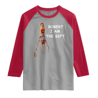 Funny Marcus the Worm in Ugly Christmas Sweater Raglan Shirt Robert I Am the Gift Meme Holiday Humor - Wonder Print Shop