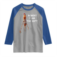 Funny Marcus the Worm in Ugly Christmas Sweater Raglan Shirt Robert I Am the Gift Meme Holiday Humor - Wonder Print Shop