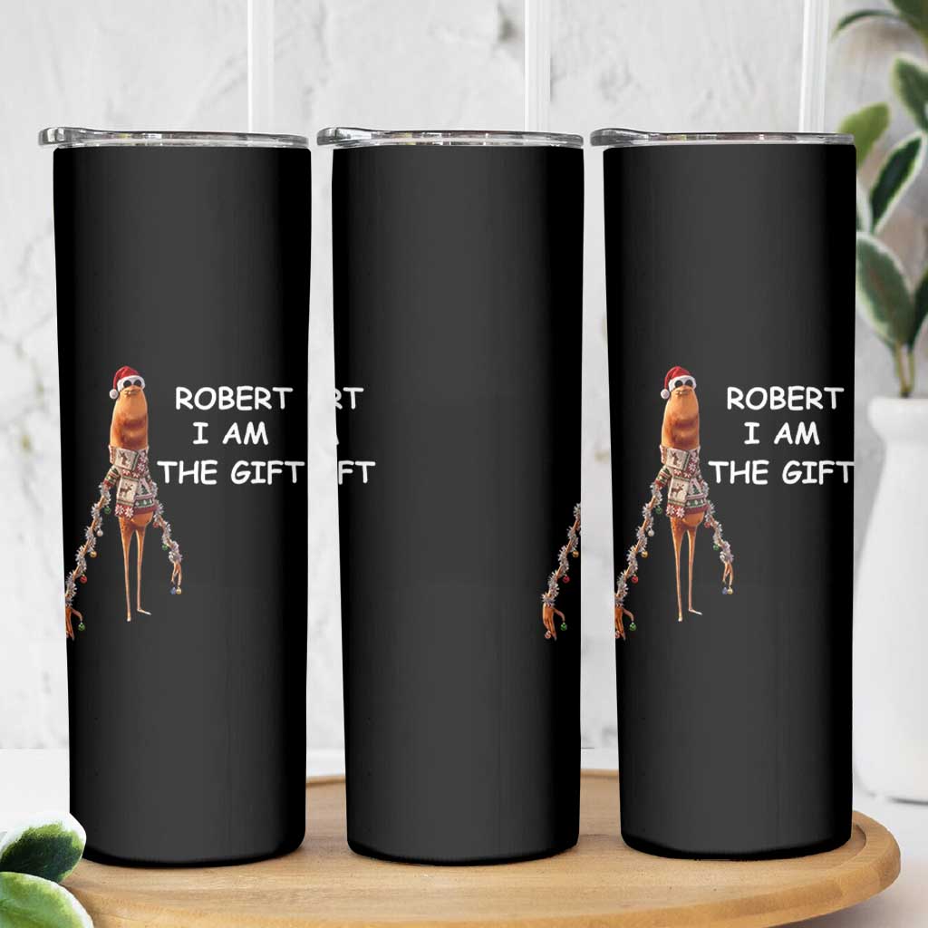 Funny Marcus the Worm in Ugly Christmas Sweater Skinny Tumbler Robert I Am the Gift Meme Holiday Humor - Wonder Print Shop