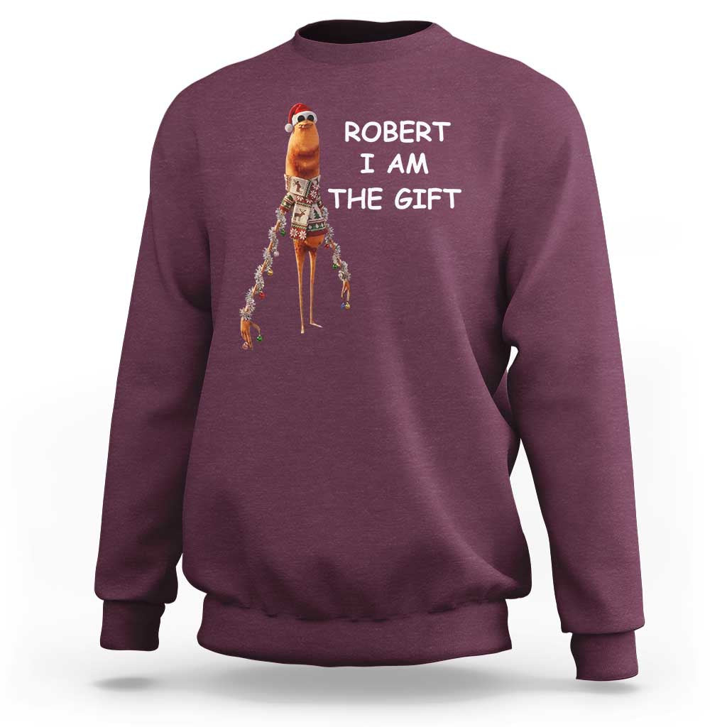 Funny Marcus the Worm in Ugly Christmas Sweater Sweatshirt Robert I Am the Gift Meme Holiday Humor - Wonder Print Shop