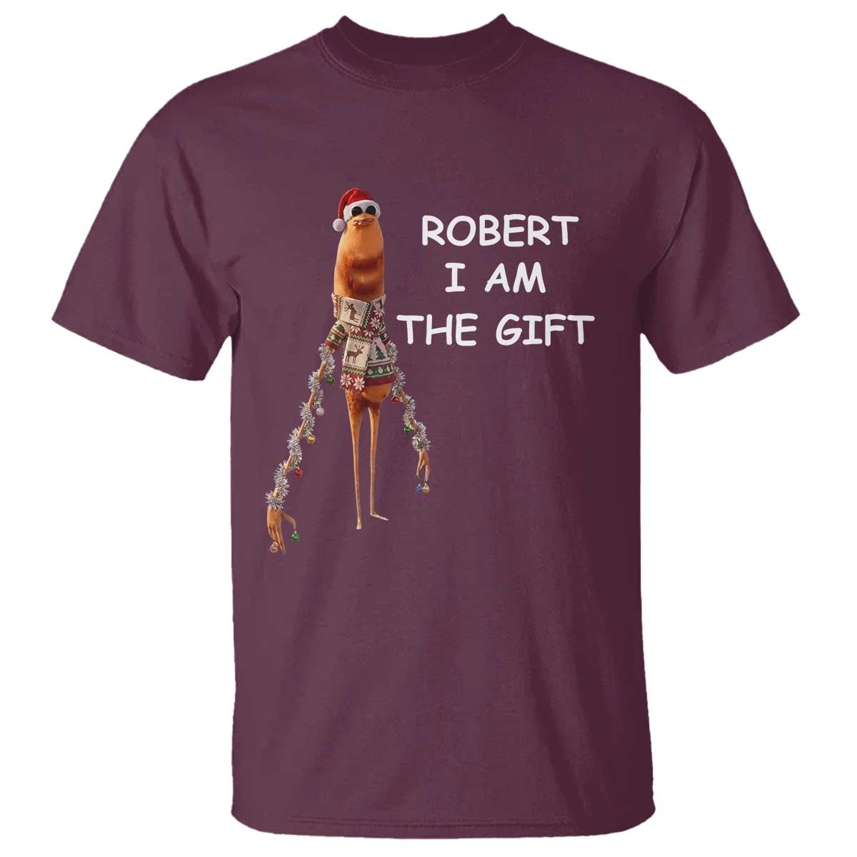 Funny Marcus the Worm in Ugly Christmas Sweater T Shirt Robert I Am the Gift Meme Holiday Humor - Wonder Print Shop