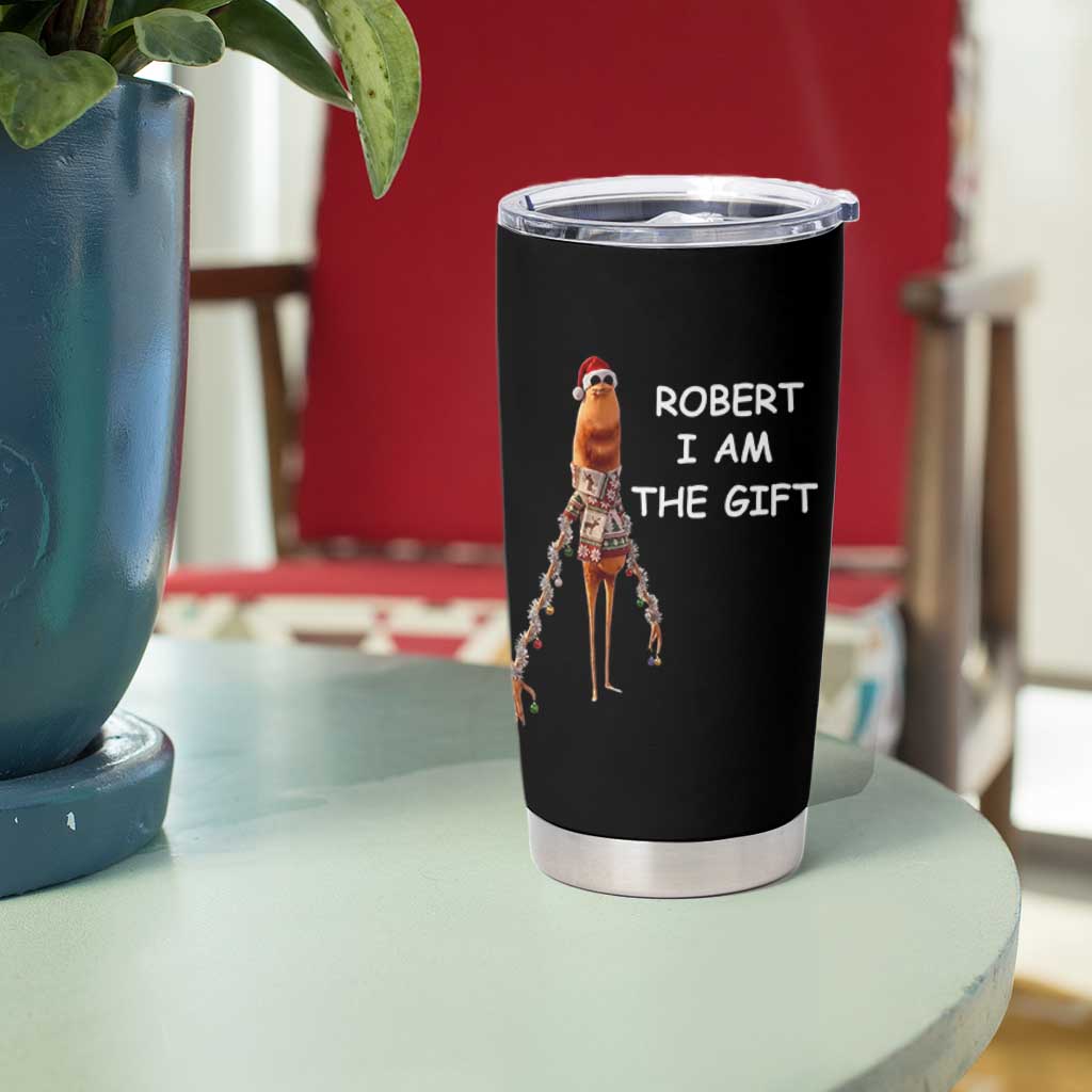 Funny Marcus the Worm in Ugly Christmas Sweater Tumbler Cup Robert I Am the Gift Meme Holiday Humor - Wonder Print Shop