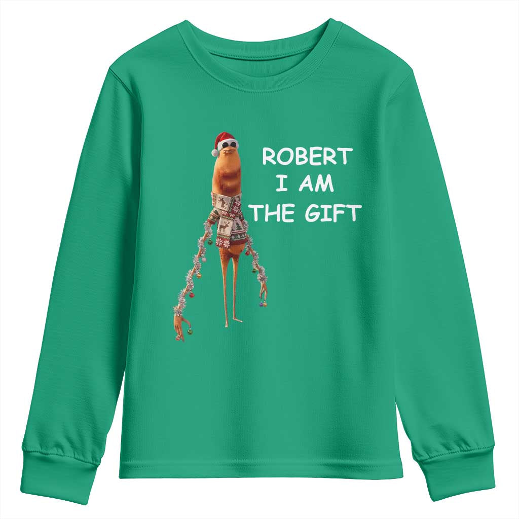 Funny Marcus the Worm in Ugly Christmas Sweater Youth Sweatshirt Robert I Am the Gift Meme Holiday Humor - Wonder Print Shop