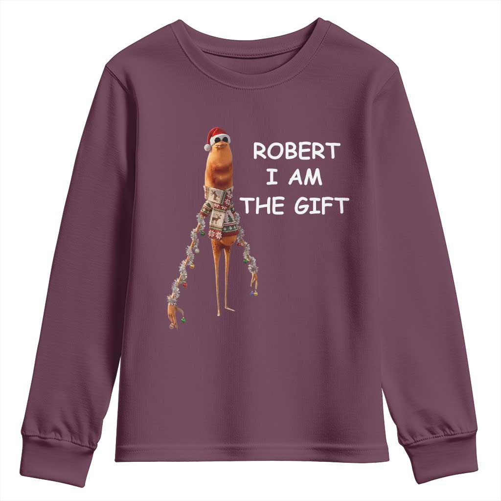 Funny Marcus the Worm in Ugly Christmas Sweater Youth Sweatshirt Robert I Am the Gift Meme Holiday Humor - Wonder Print Shop