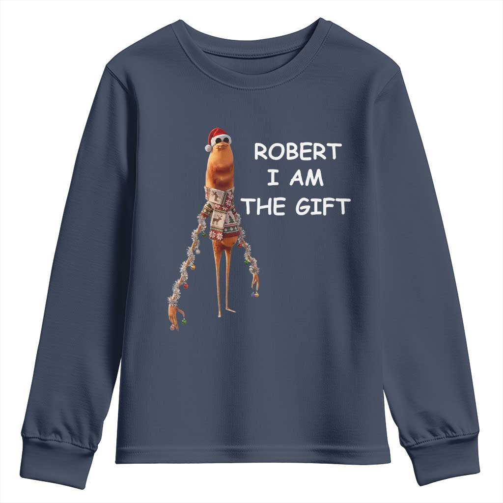 Funny Marcus the Worm in Ugly Christmas Sweater Youth Sweatshirt Robert I Am the Gift Meme Holiday Humor - Wonder Print Shop