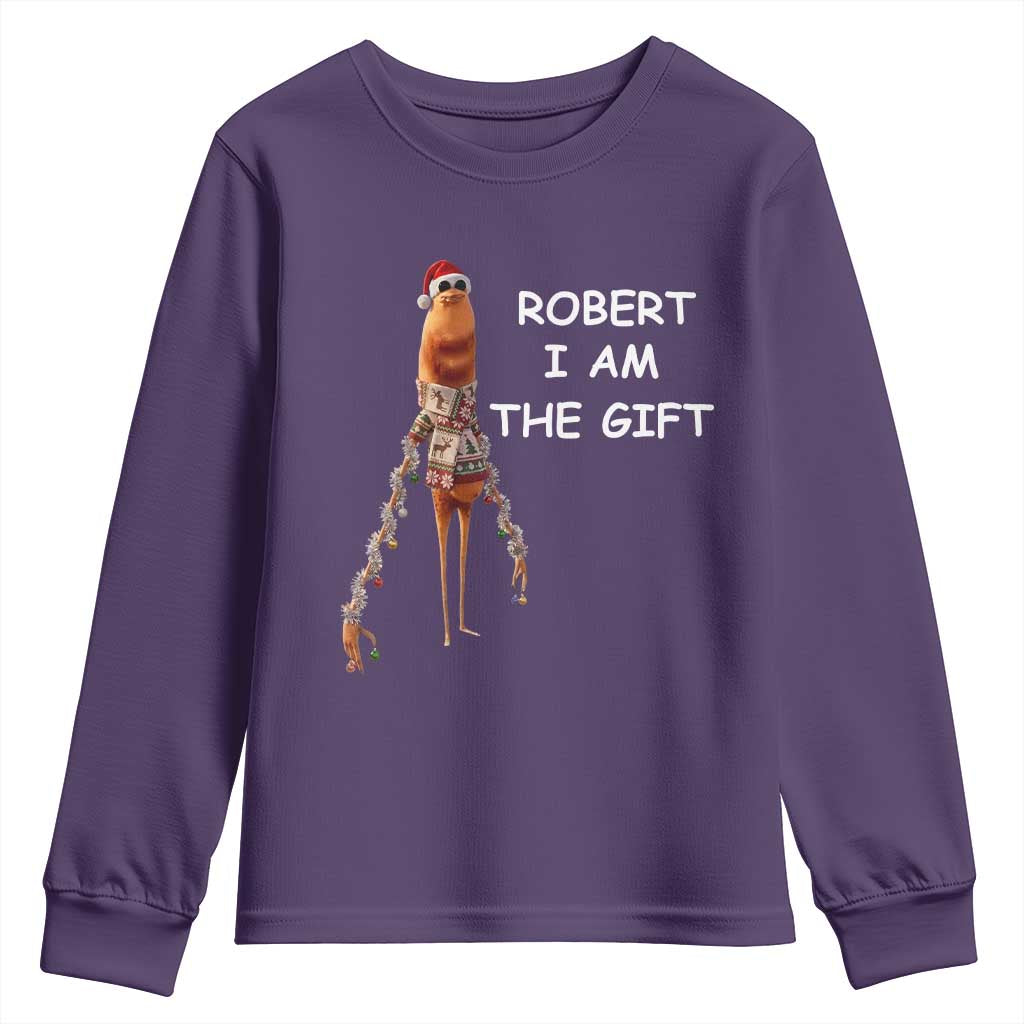 Funny Marcus the Worm in Ugly Christmas Sweater Youth Sweatshirt Robert I Am the Gift Meme Holiday Humor - Wonder Print Shop