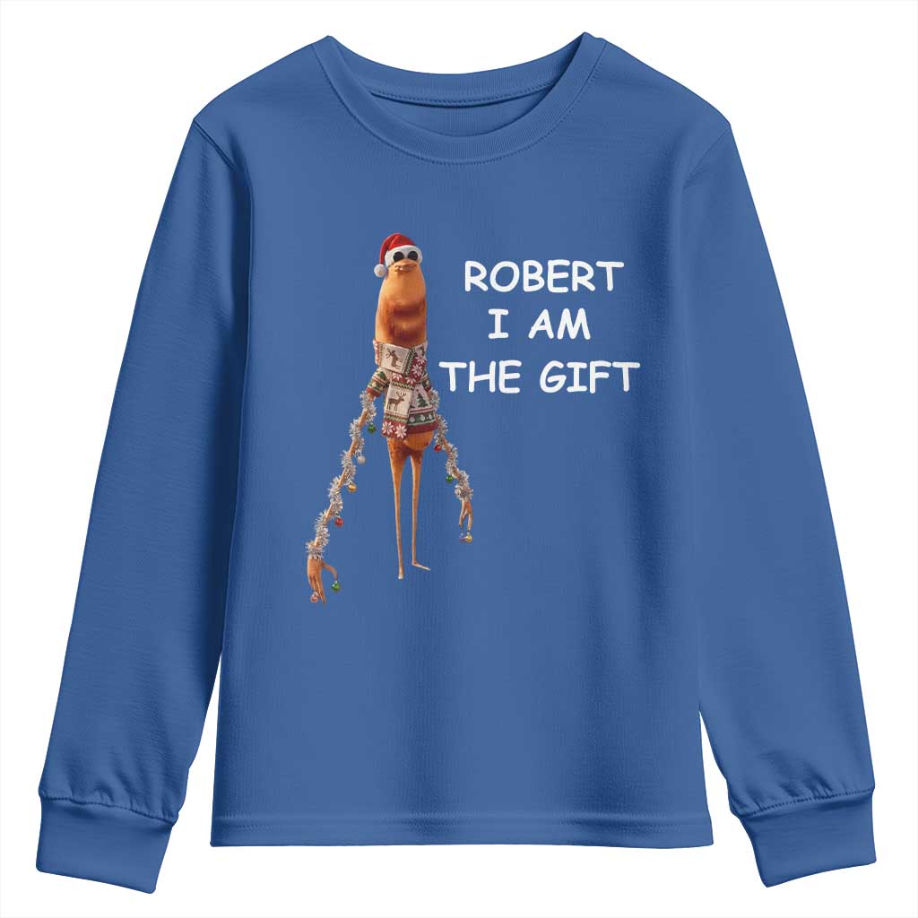 Funny Marcus the Worm in Ugly Christmas Sweater Youth Sweatshirt Robert I Am the Gift Meme Holiday Humor - Wonder Print Shop