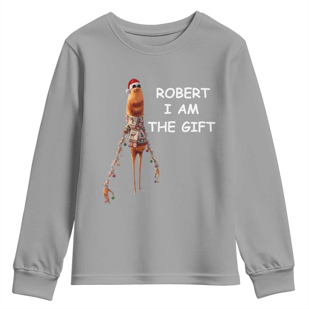 Funny Marcus the Worm in Ugly Christmas Sweater Youth Sweatshirt Robert I Am the Gift Meme Holiday Humor - Wonder Print Shop