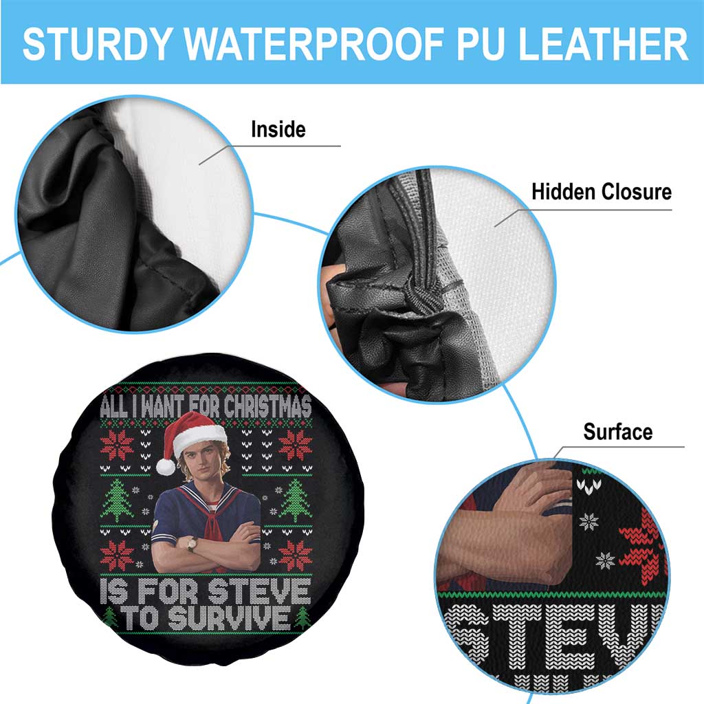 All I Want for Christmas is Steve to Survive Spare Tire Cover Stranger Xmas Wishes Fan Gift - Wonder Print Shop