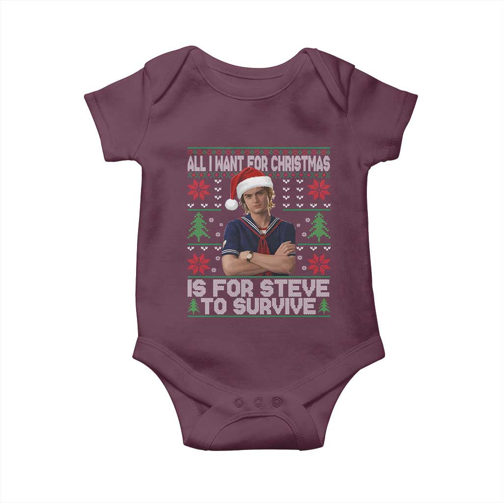All I Want for Christmas is Steve to Survive Baby Onesie Stranger Xmas Wishes Fan Gift - Wonder Print Shop