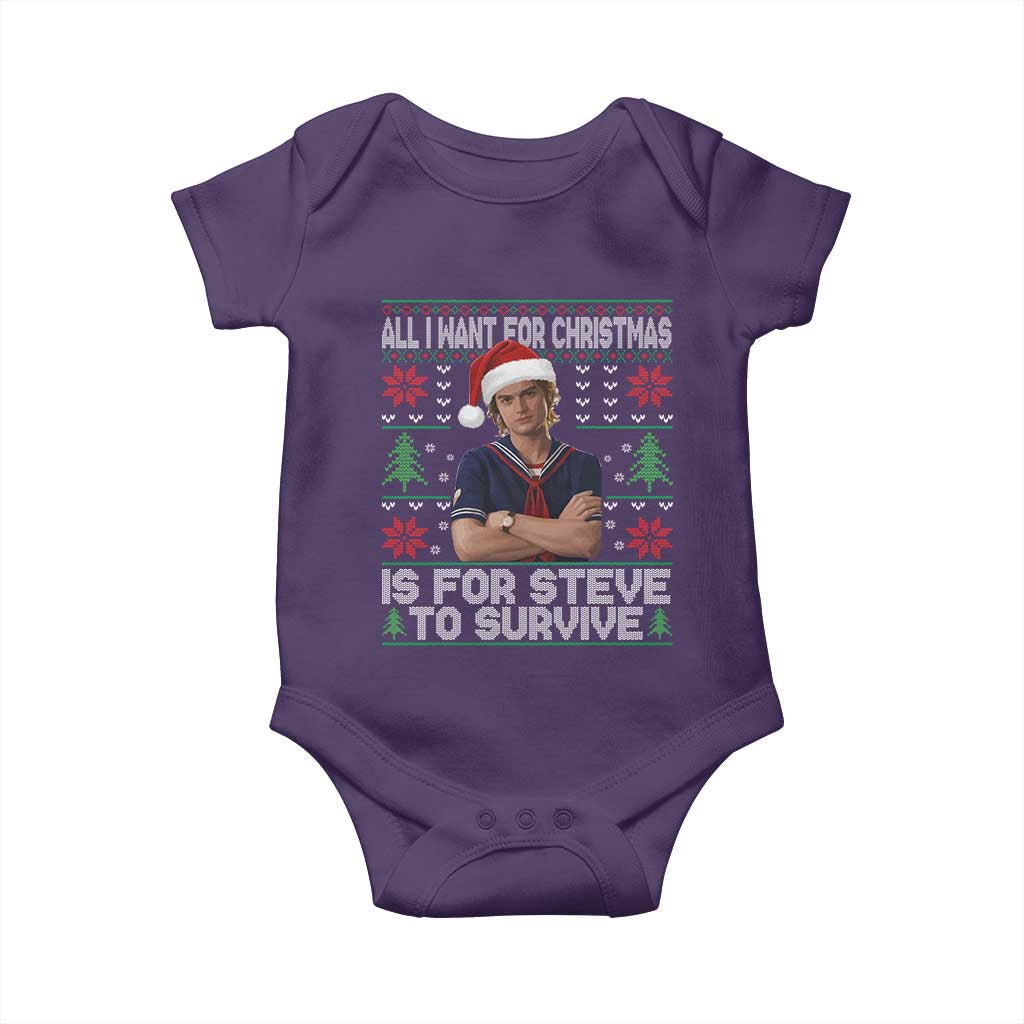 All I Want for Christmas is Steve to Survive Baby Onesie Stranger Xmas Wishes Fan Gift - Wonder Print Shop
