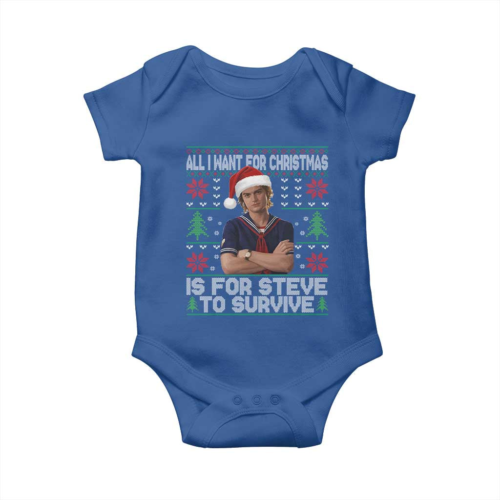 All I Want for Christmas is Steve to Survive Baby Onesie Stranger Xmas Wishes Fan Gift - Wonder Print Shop