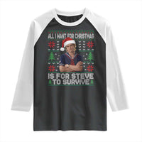 All I Want for Christmas is Steve to Survive Raglan Shirt Stranger Xmas Wishes Fan Gift - Wonder Print Shop