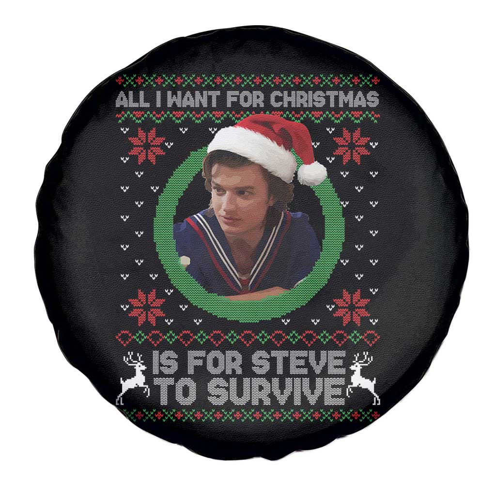 Funny Stranger Xmas Survival Wishes Spare Tire Cover All I Want for Christmas is Steve to Survive Fan Gift - Wonder Print Shop