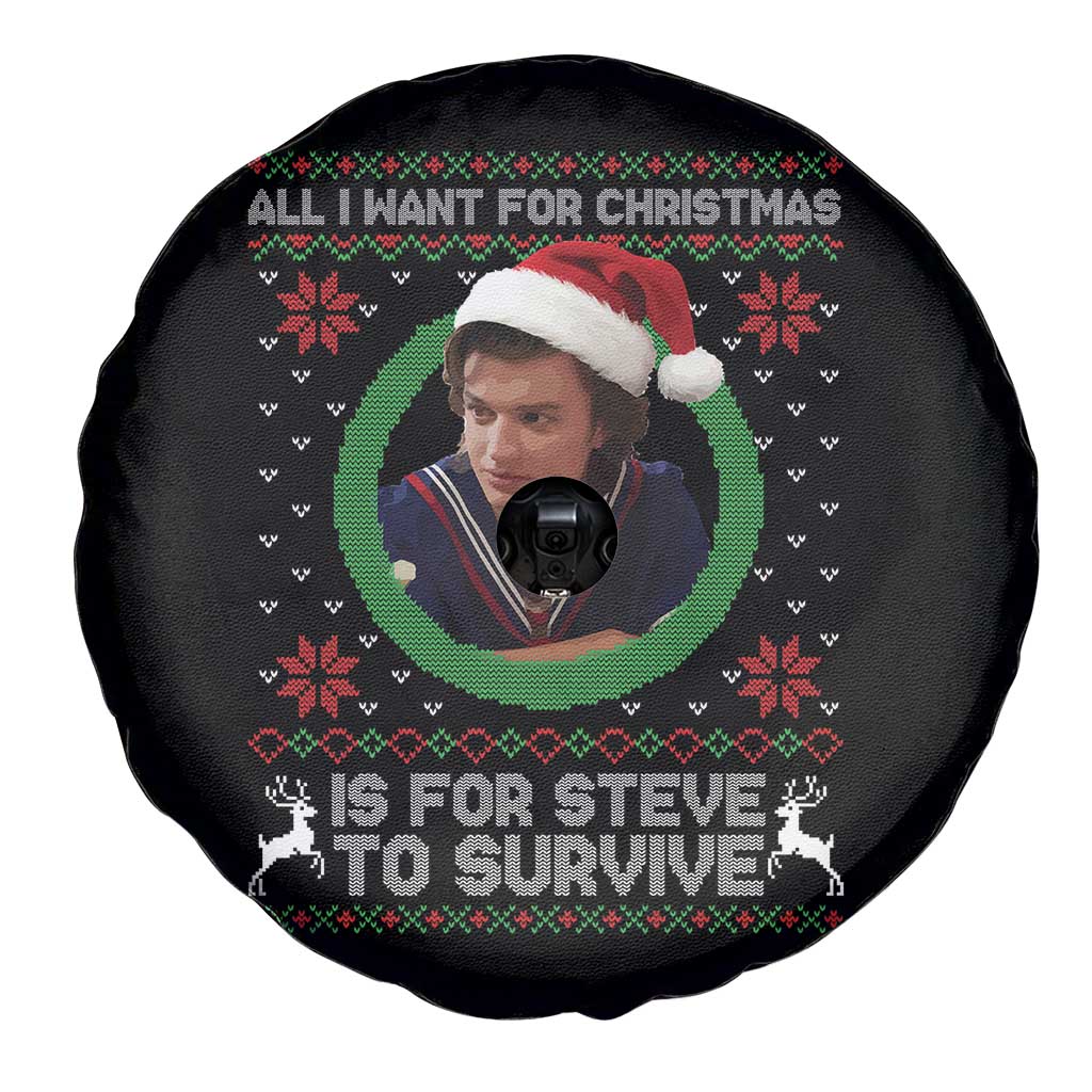 Funny Stranger Xmas Survival Wishes Spare Tire Cover All I Want for Christmas is Steve to Survive Fan Gift - Wonder Print Shop