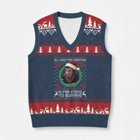 Funny Stranger Xmas Survival Wishes V-Neck Knit Sweater Vest All I Want for Christmas is Steve to Survive Fan Gift - Wonder Print Shop