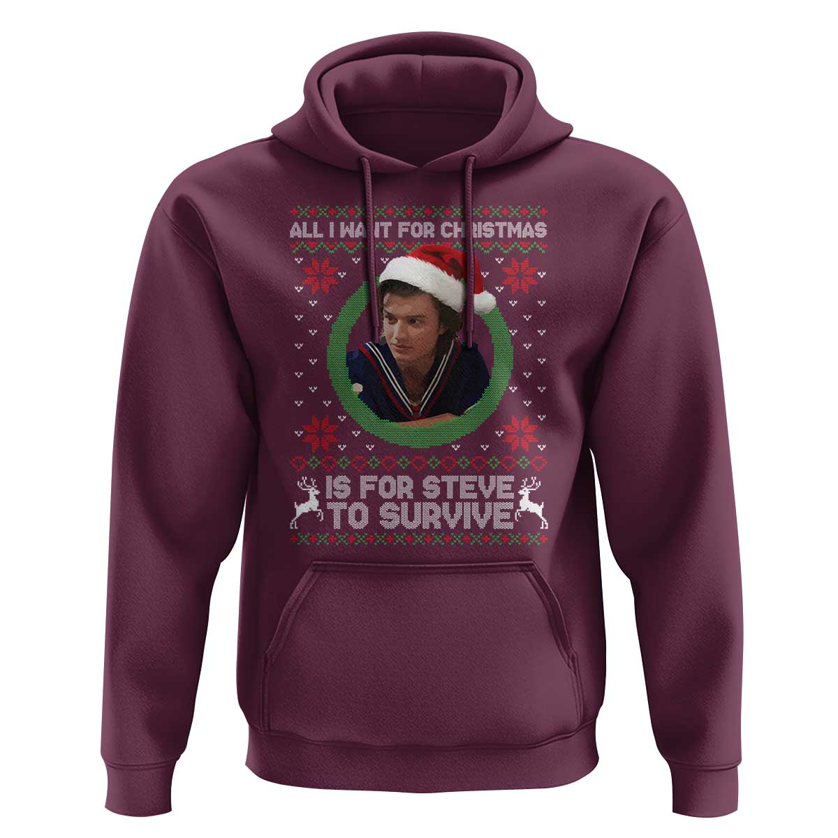 Funny Stranger Xmas Survival Wishes Hoodie All I Want for Christmas is Steve to Survive Fan Gift - Wonder Print Shop