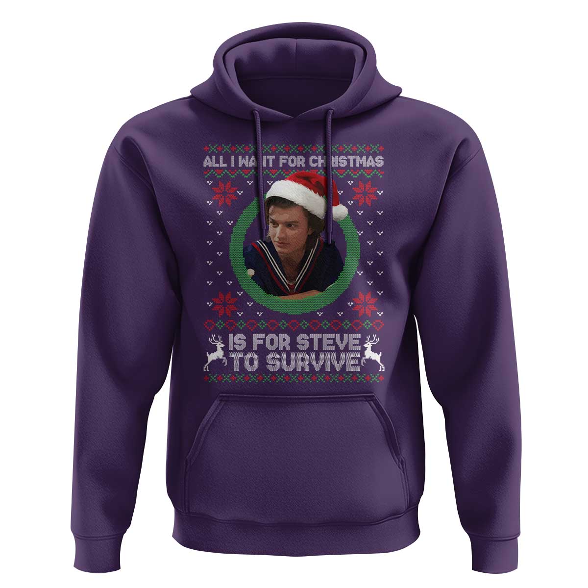 Funny Stranger Xmas Survival Wishes Hoodie All I Want for Christmas is Steve to Survive Fan Gift - Wonder Print Shop