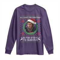 Funny Stranger Xmas Survival Wishes Long Sleeve Shirt All I Want for Christmas is Steve to Survive Fan Gift - Wonder Print Shop