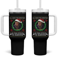 Funny Stranger Xmas Survival Wishes Tumbler With Handle All I Want for Christmas is Steve to Survive Fan Gift - Wonder Print Shop