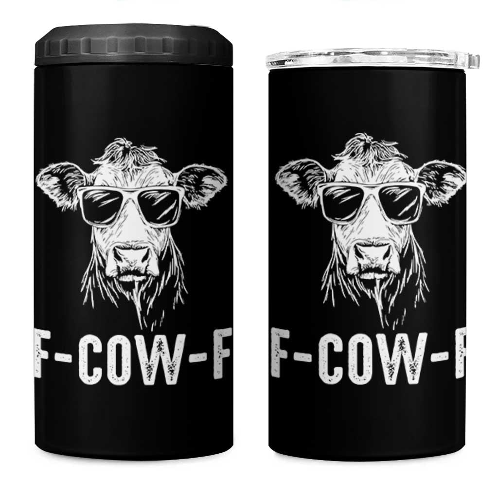 Funny F-Cow-F Cow Attitude Meme 4 in 1 Can Cooler Tumbler Subtle Sass Farm Fresh Humor - Wonder Print Shop