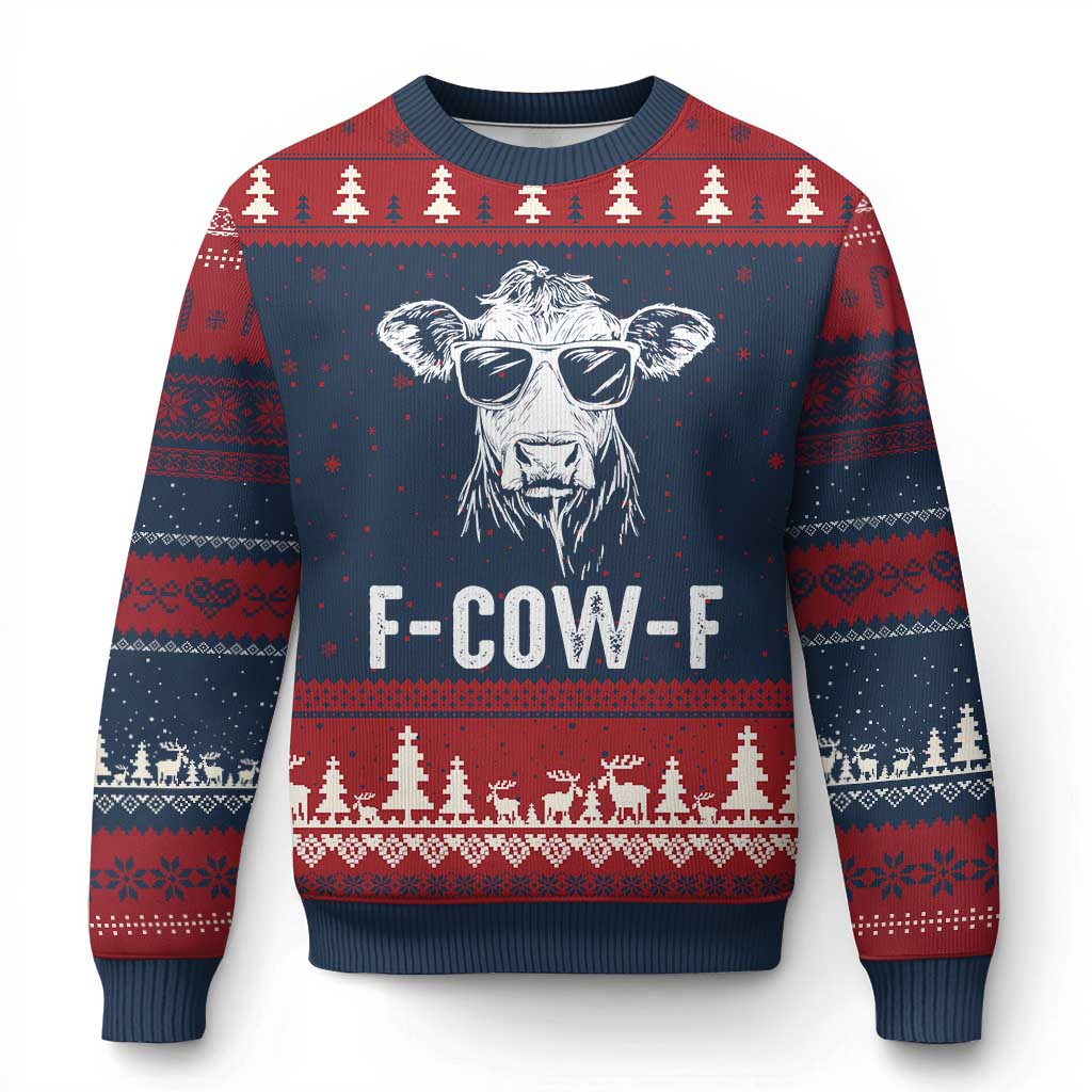 Funny F-Cow-F Cow Attitude Meme Ugly Christmas Sweater Subtle Sass Farm Fresh Humor - Wonder Print Shop