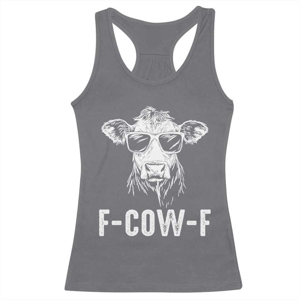 Funny F-Cow-F Cow Attitude Meme Racerback Tank Top Subtle Sass Farm Fresh Humor - Wonder Print Shop