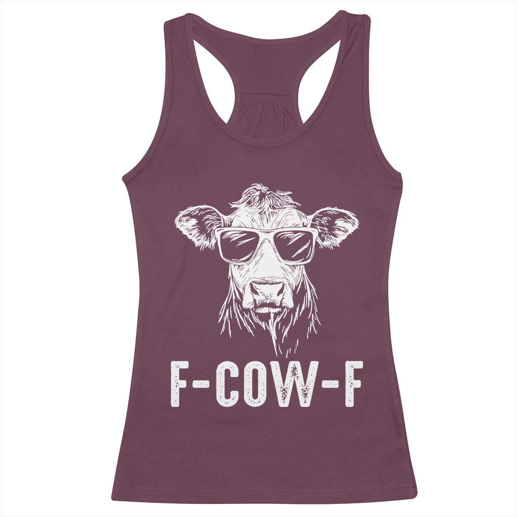 Funny F-Cow-F Cow Attitude Meme Racerback Tank Top Subtle Sass Farm Fresh Humor - Wonder Print Shop