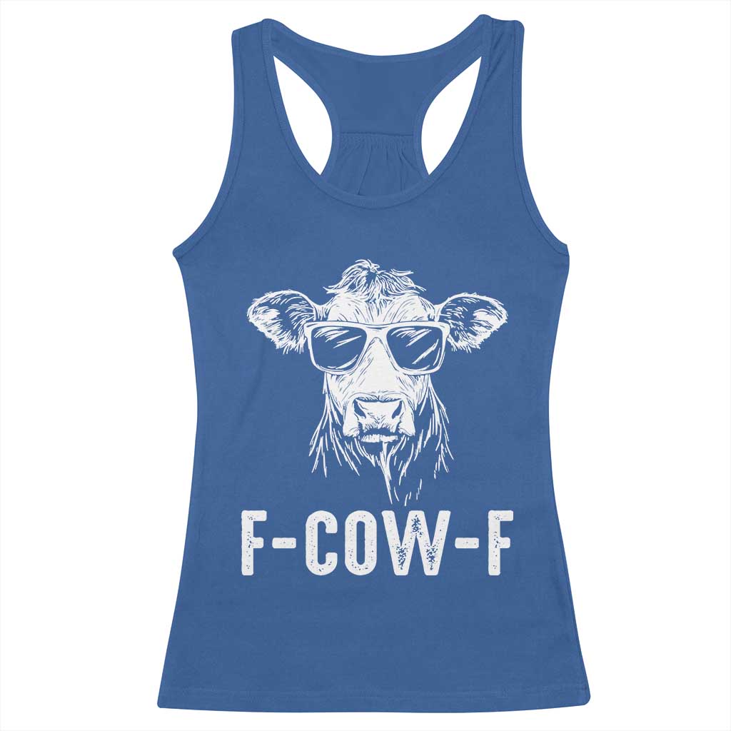 Funny F-Cow-F Cow Attitude Meme Racerback Tank Top Subtle Sass Farm Fresh Humor - Wonder Print Shop