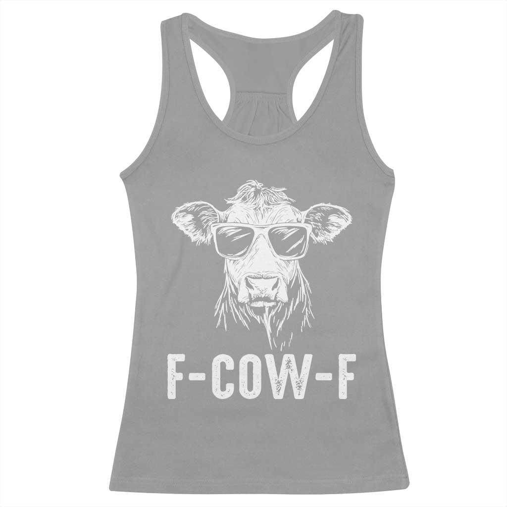 Funny F-Cow-F Cow Attitude Meme Racerback Tank Top Subtle Sass Farm Fresh Humor - Wonder Print Shop