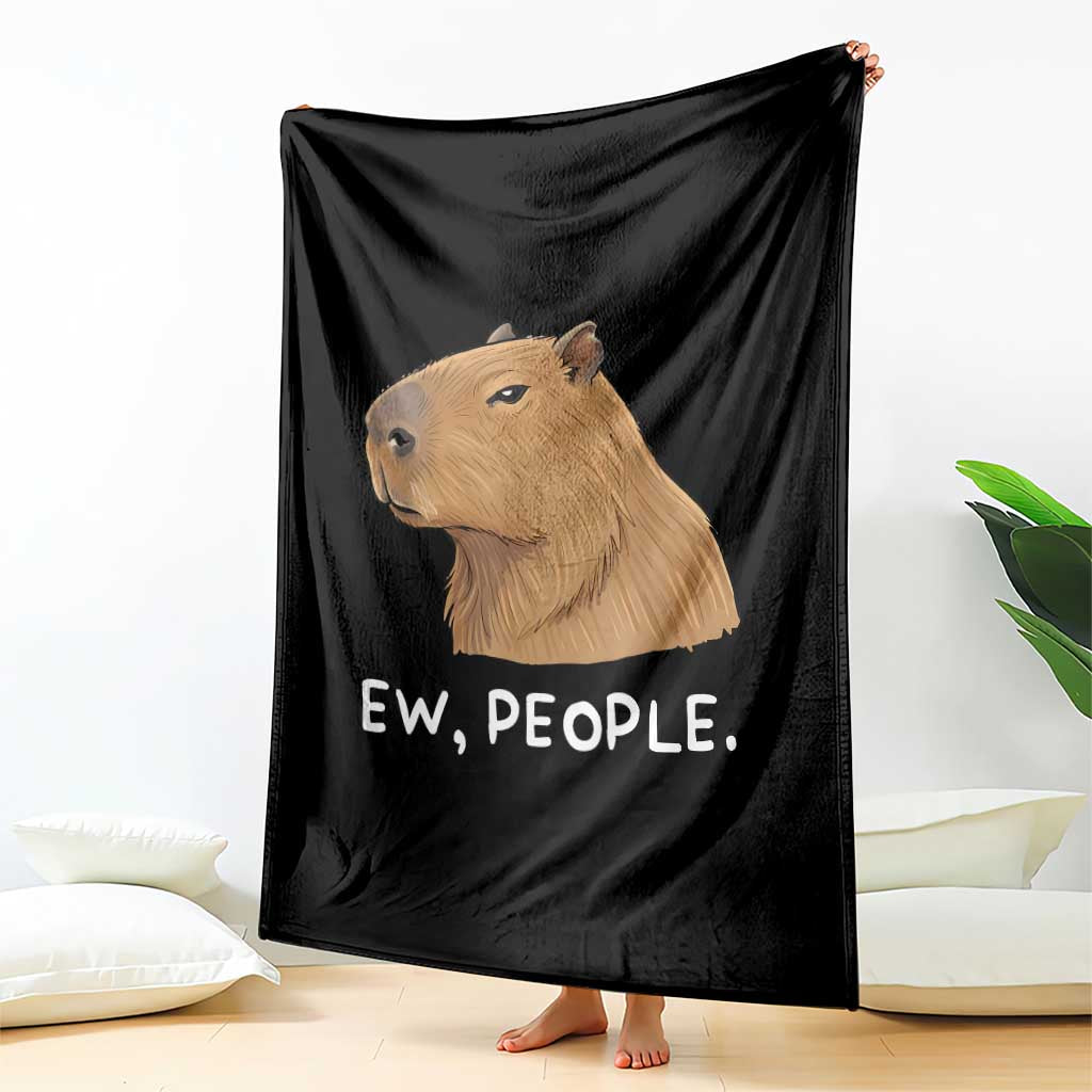 Anti Social Capybara Meme Throw Blanket Ew People Sarcastic Funny Introvert Gift - Wonder Print Shop