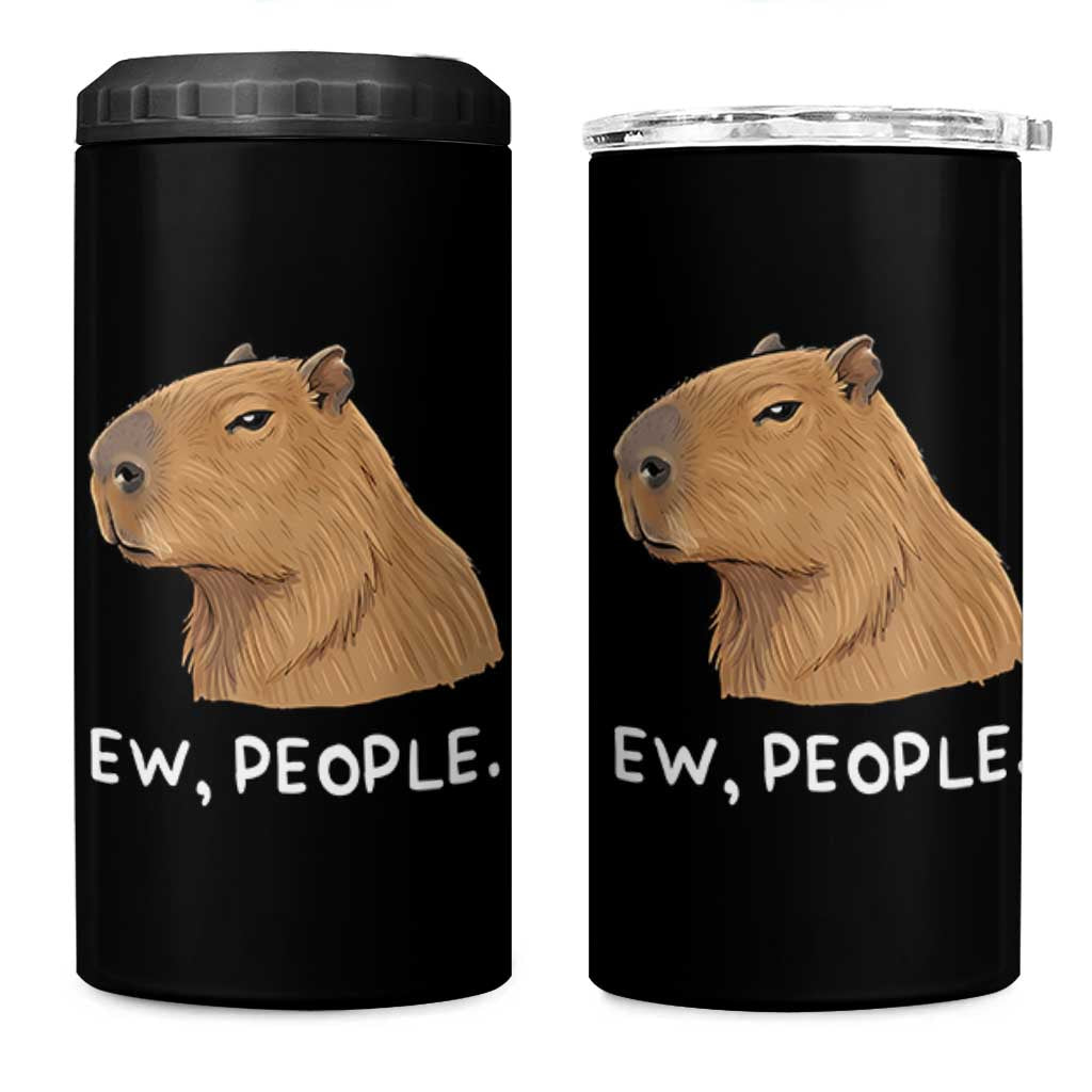 Anti Social Capybara Meme 4 in 1 Can Cooler Tumbler Ew People Sarcastic Funny Introvert Gift - Wonder Print Shop