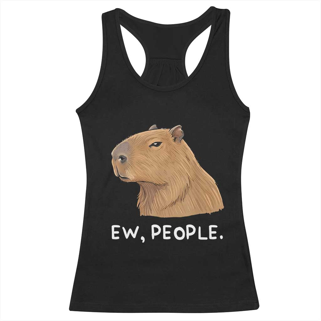 Anti Social Capybara Meme Racerback Tank Top Ew People Sarcastic Funny Introvert Gift - Wonder Print Shop