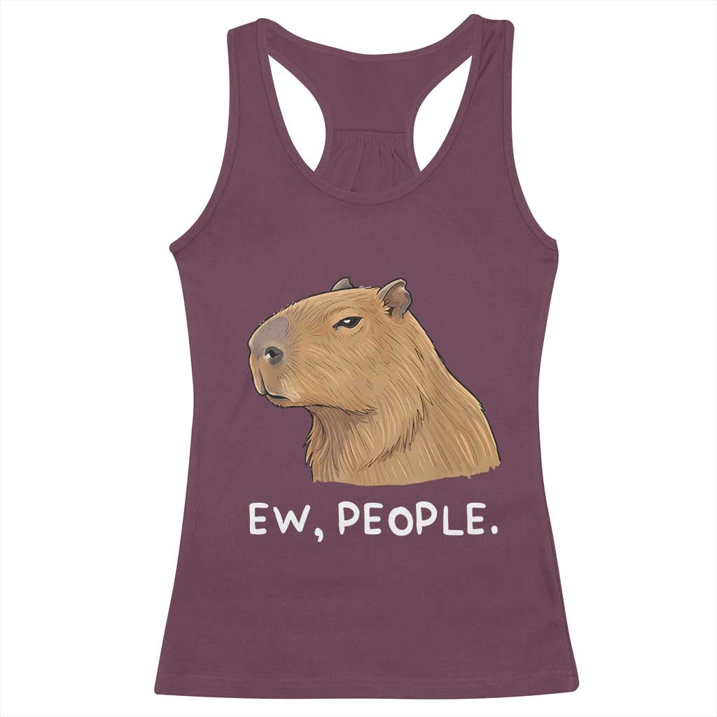 Anti Social Capybara Meme Racerback Tank Top Ew People Sarcastic Funny Introvert Gift - Wonder Print Shop