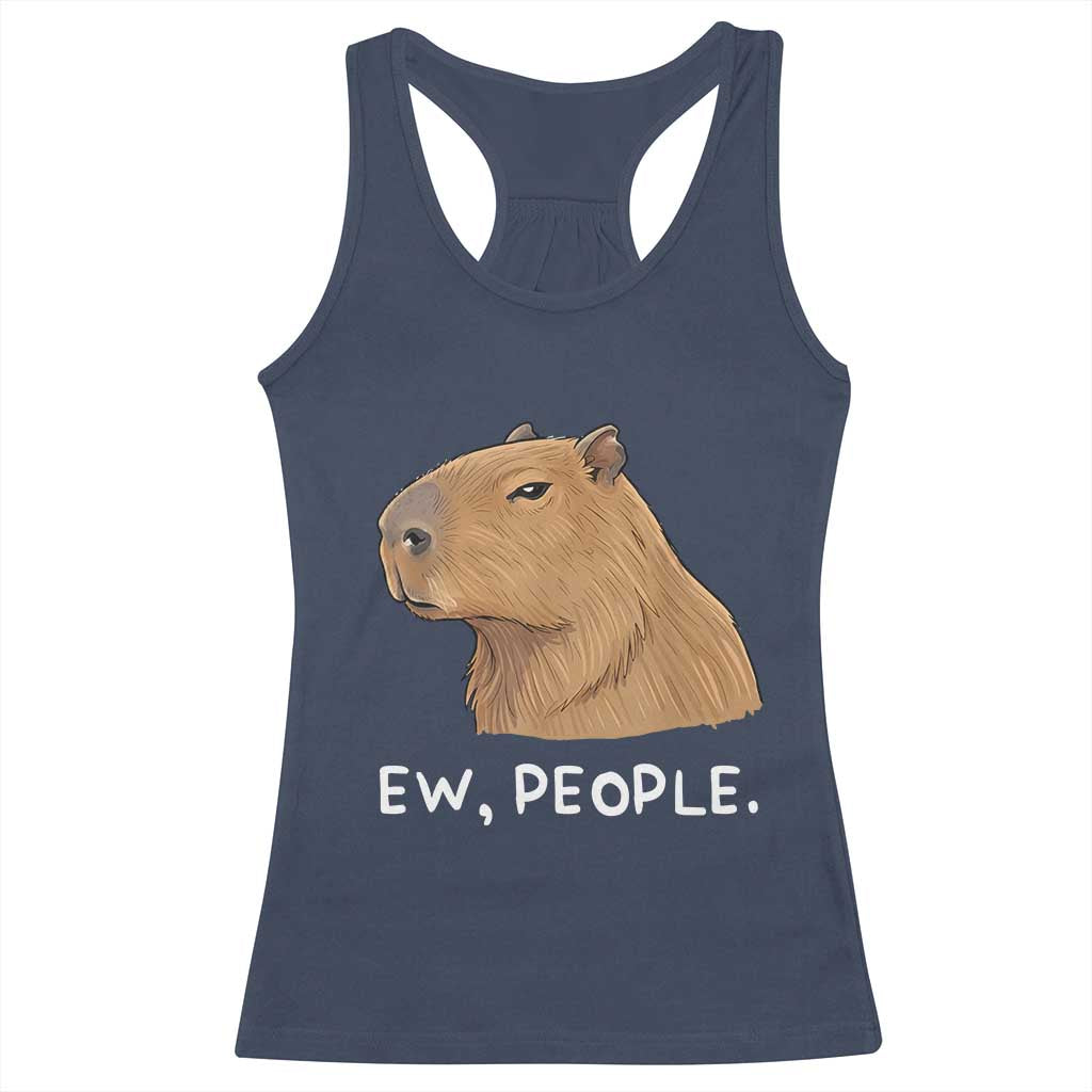 Anti Social Capybara Meme Racerback Tank Top Ew People Sarcastic Funny Introvert Gift - Wonder Print Shop