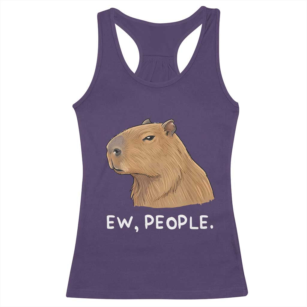 Anti Social Capybara Meme Racerback Tank Top Ew People Sarcastic Funny Introvert Gift - Wonder Print Shop