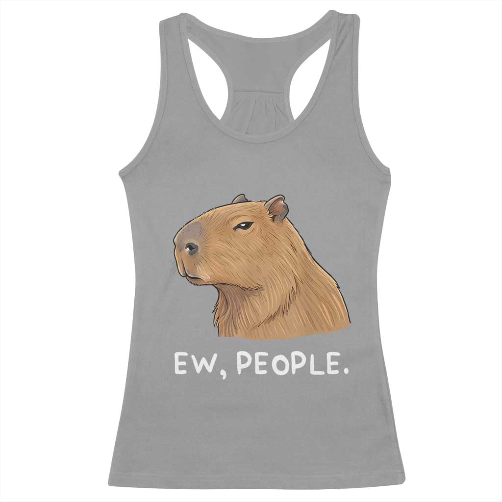 Anti Social Capybara Meme Racerback Tank Top Ew People Sarcastic Funny Introvert Gift - Wonder Print Shop
