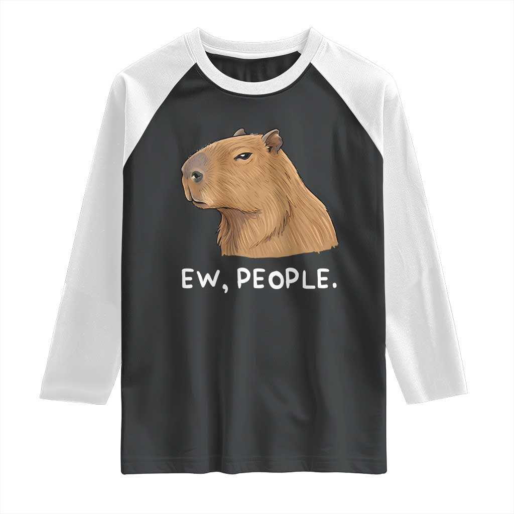 Anti Social Capybara Meme Raglan Shirt Ew People Sarcastic Funny Introvert Gift - Wonder Print Shop