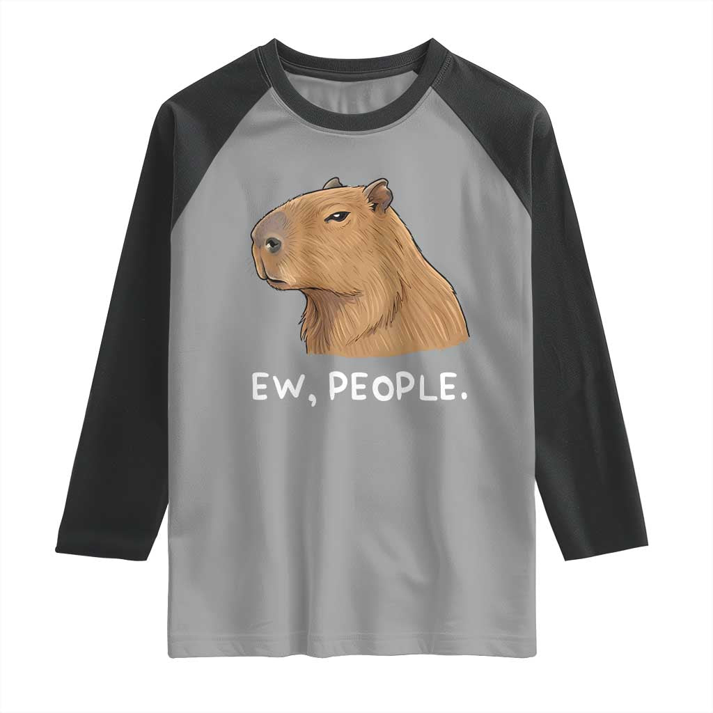 Anti Social Capybara Meme Raglan Shirt Ew People Sarcastic Funny Introvert Gift - Wonder Print Shop