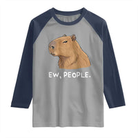 Anti Social Capybara Meme Raglan Shirt Ew People Sarcastic Funny Introvert Gift - Wonder Print Shop