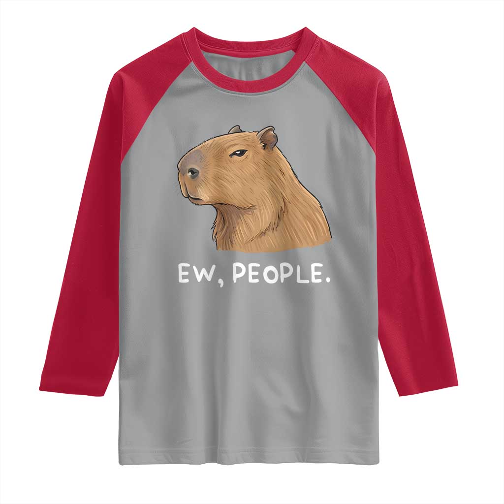 Anti Social Capybara Meme Raglan Shirt Ew People Sarcastic Funny Introvert Gift - Wonder Print Shop