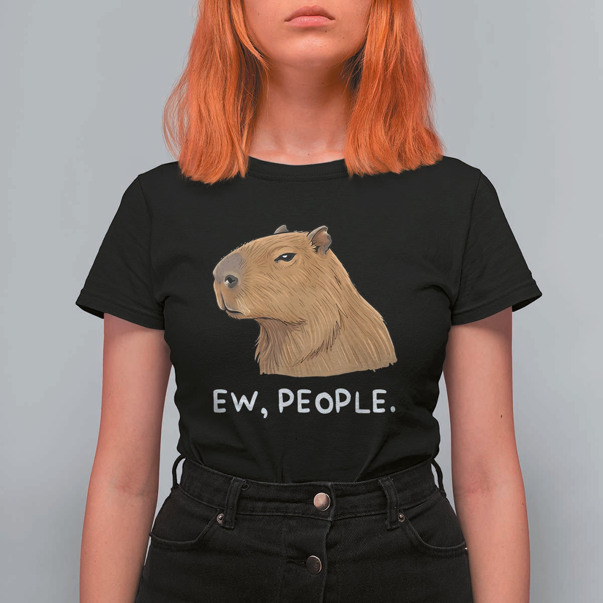 Anti Social Capybara Meme T Shirt For Women Ew People Sarcastic Funny Introvert Gift - Wonder Print Shop